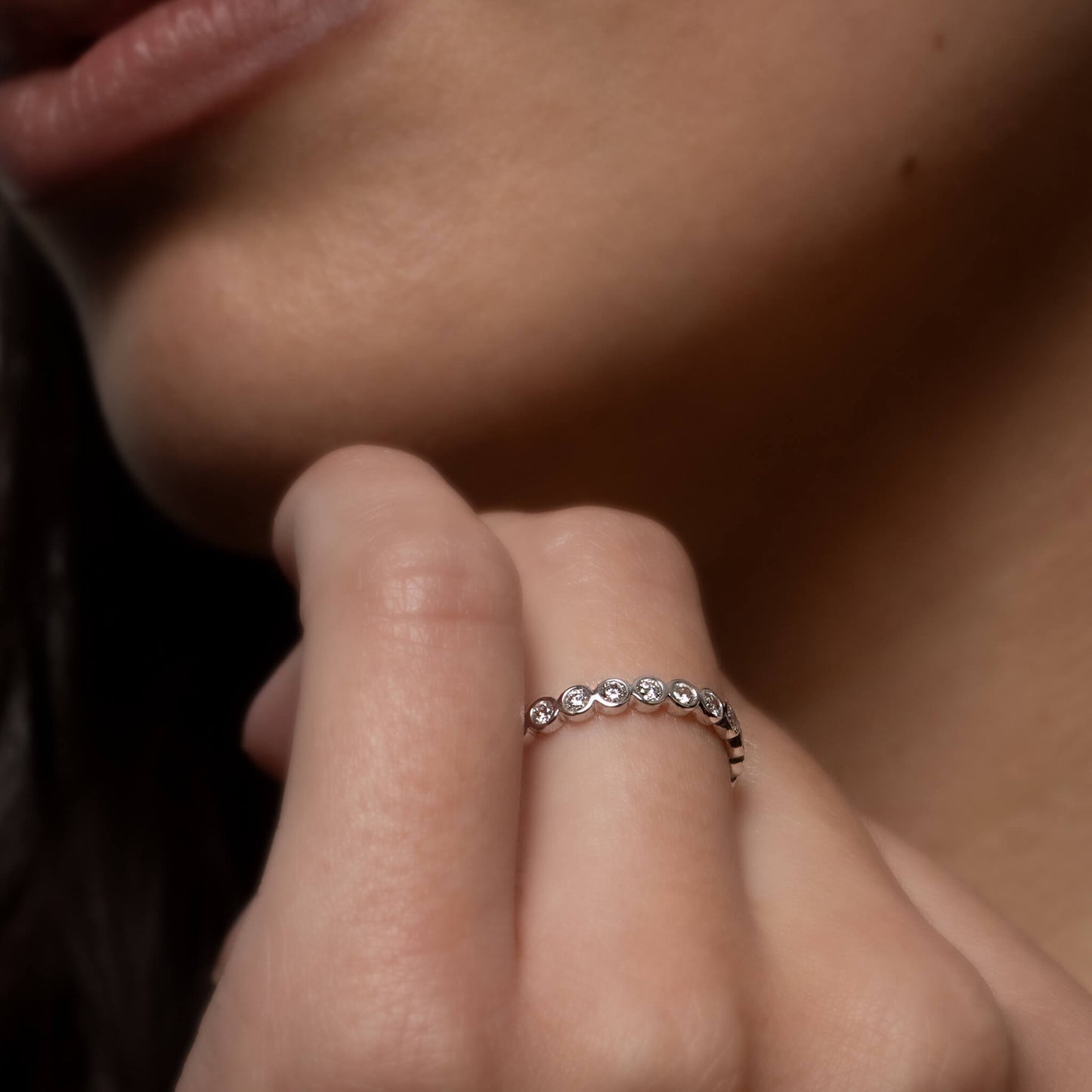 Mina Bezel Diamond Half Eternity Ring
